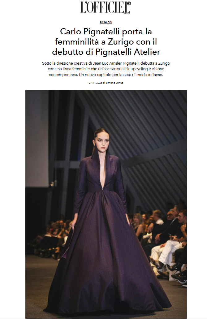 L'Officiel article on the Pignatelli Atelier debut in Zürich